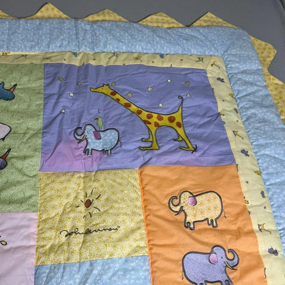EUC Vintage Carters 1999 John Lennon Baby Nursery Crib Quilt Blanket Cover Rare